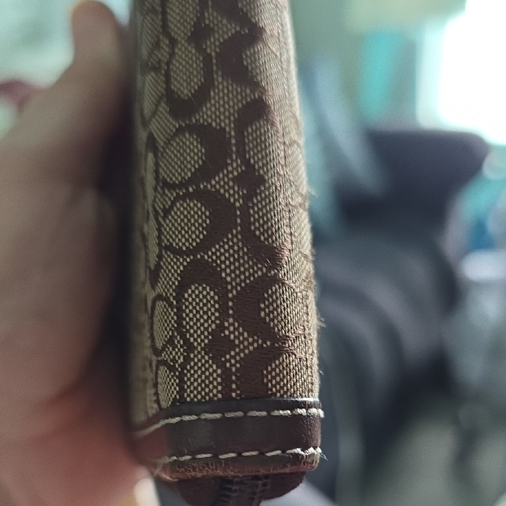 Coach Signature Brown Zip Wallet - Picture 5 of 10